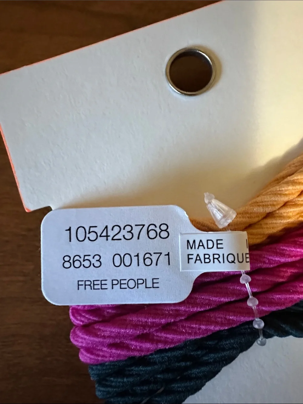 Free People Assorted 6 pack Color Hair Ties - Pink, Yellow & Navy NWT